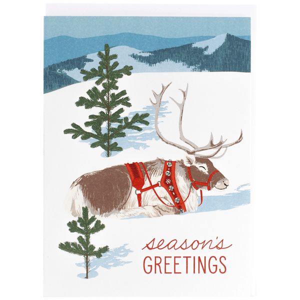 Reindeer in the Snow Holiday Card