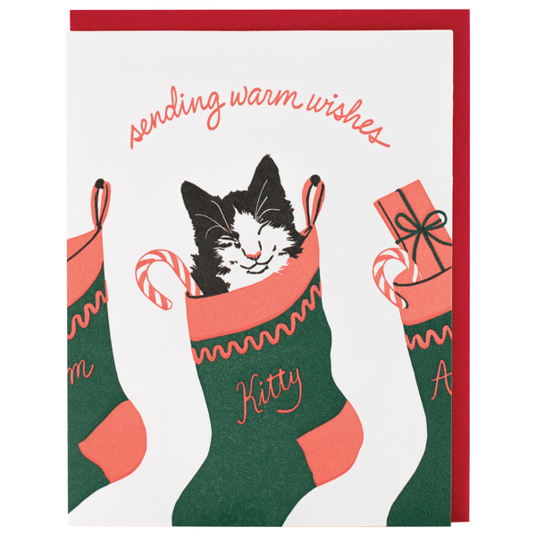 Cat in Stocking Christmas Card