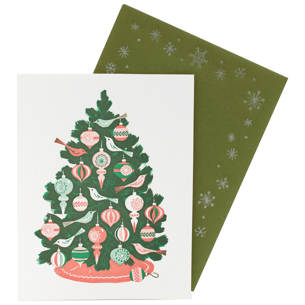 Festive Tree Christmas Card with Printed Envelope