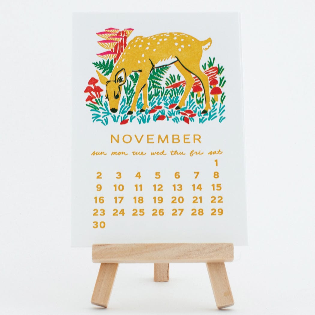 2025 Forest Friends Letterpress Desk Calendar Smudge Ink Letterpress Desk Calendar 2025