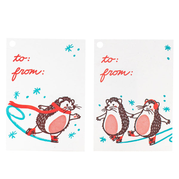 Skating Hedgehogs Gift Tag Set