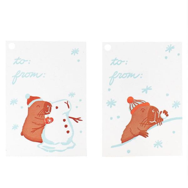 Capybaras in Snow Gift Tag Set