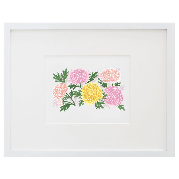 Garden Walk Football Chrysanthemums Art Print