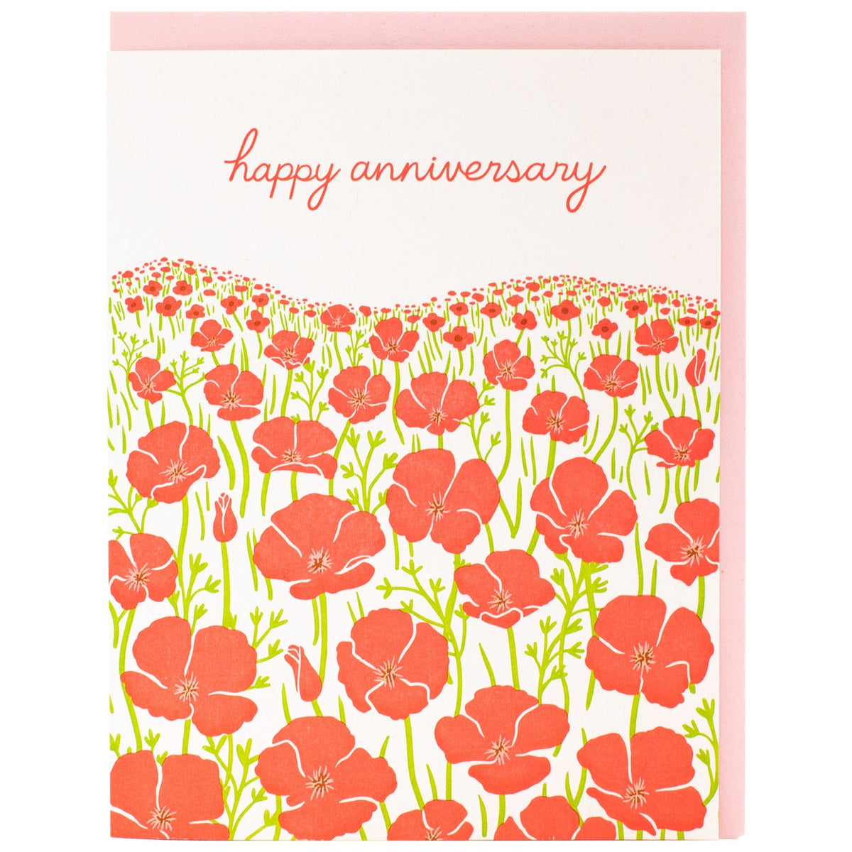 Field of Poppies Anniversary Card | Letterpress Cards | Smudge Ink