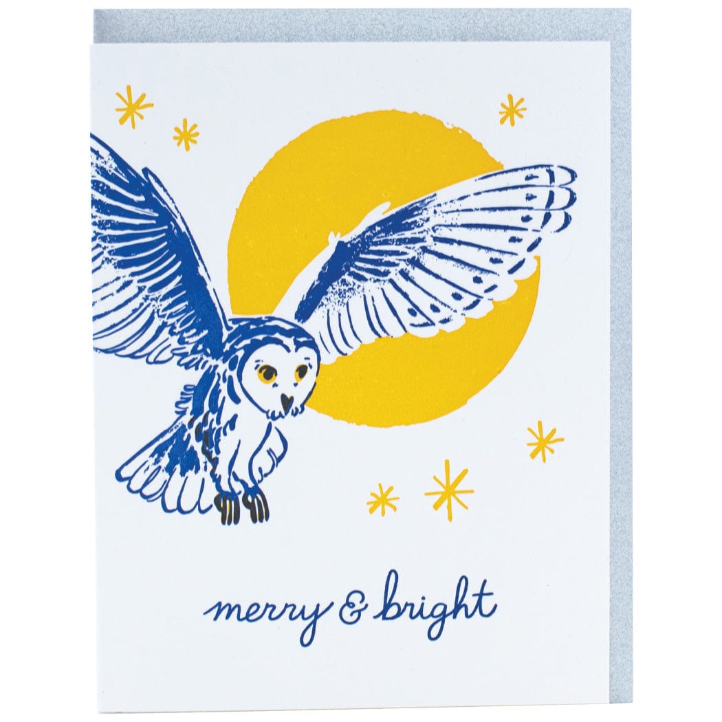 Flying Owl Holiday Card | Letterpress | Smudge Ink
