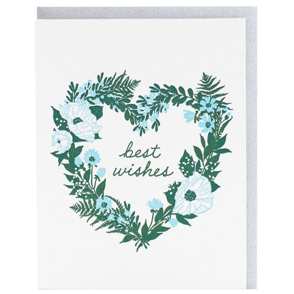 Floral Heart Wreath Wedding Card