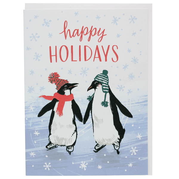 Ice Skating Penguins Holiday Card