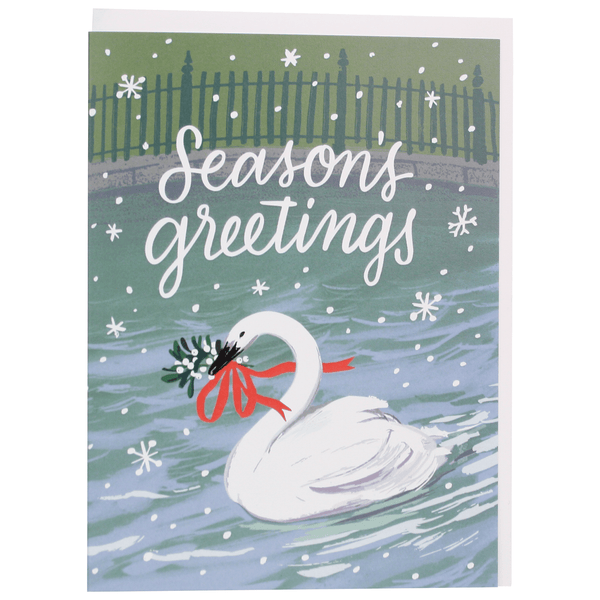 Swan with Mistletoe Holiday Card