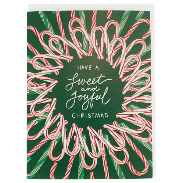 Sweet Candy Cane Wreath Christmas Card
