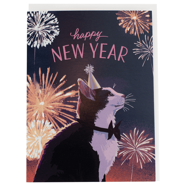 Tuxedo Cat New Year Card