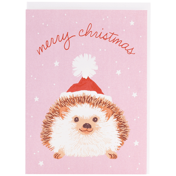 Hedgehog in Santa Hat Christmas Card