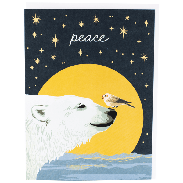 Polar Bear & Snow Bunting Holiday Card
