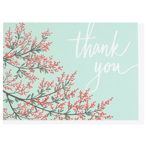 Red Berries Thank You Note Card