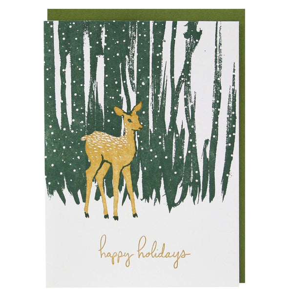 Deer in Forest Holiday Card