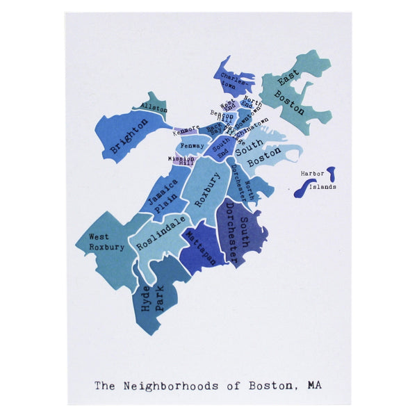 Map of Boston Note Card (Blues)