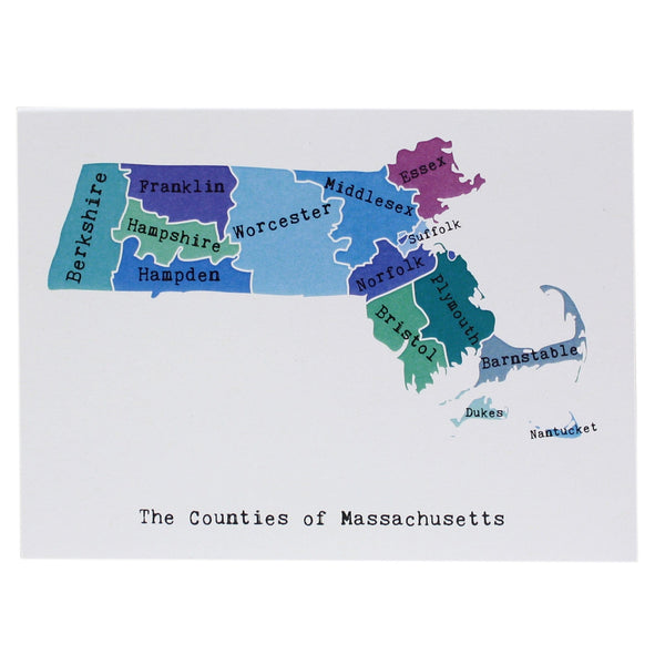 Map of Massachusetts Note Card