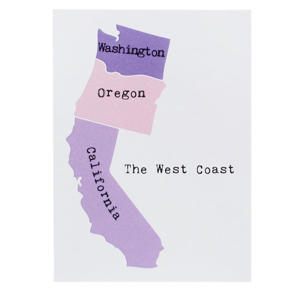 Map of the West Coast Note Card