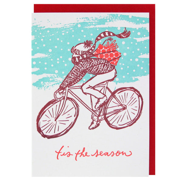 Snowy Bike Ride Holiday Card | Happy Holidays Cards | Smudge Ink