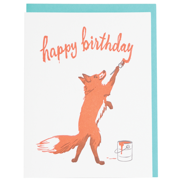 Fox Painter Birthday Card