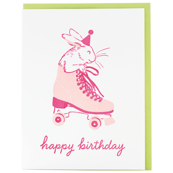 Roller Skate Bunny Birthday Card