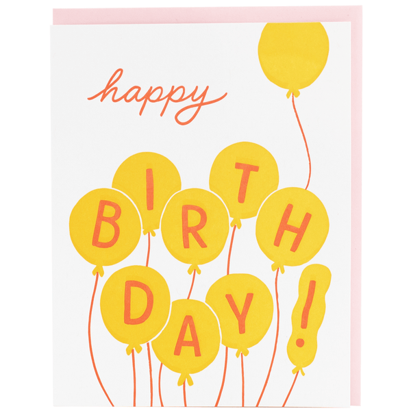 Yellow Balloons Birthday Card