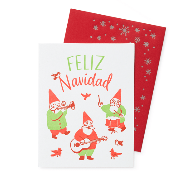 Musical Gnomes Christmas Card with Printed Envelope
