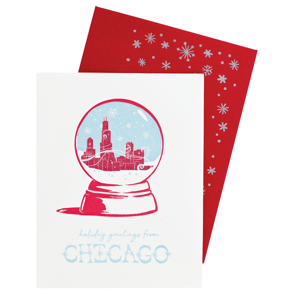 Chicago Snow Globe Holiday Card | Smudge Ink