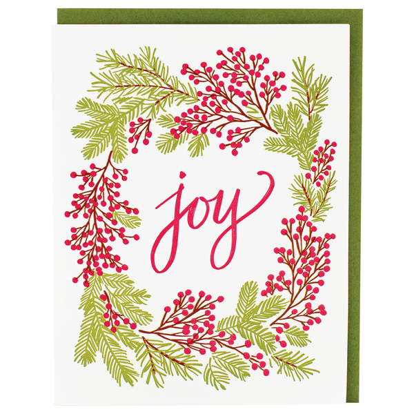 Joy Berry Wreath Christmas Card