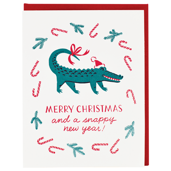 Alligator Santa Christmas Card | Smudge Ink