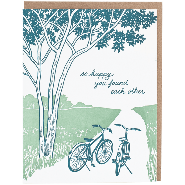Bikes on a Path Wedding Card