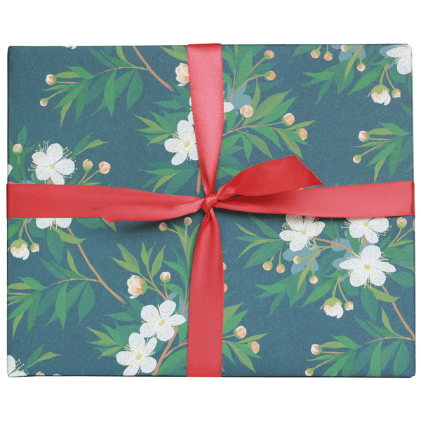 Itsy Belle Studio Santa Wrapping Paper Christmas Bundle w/ Ribbon & Gift Tags, Blue Christmas Wrapping Paper Set- w/ 27 x 39 Folded Christmas Gift Wrap Sheets (3) 